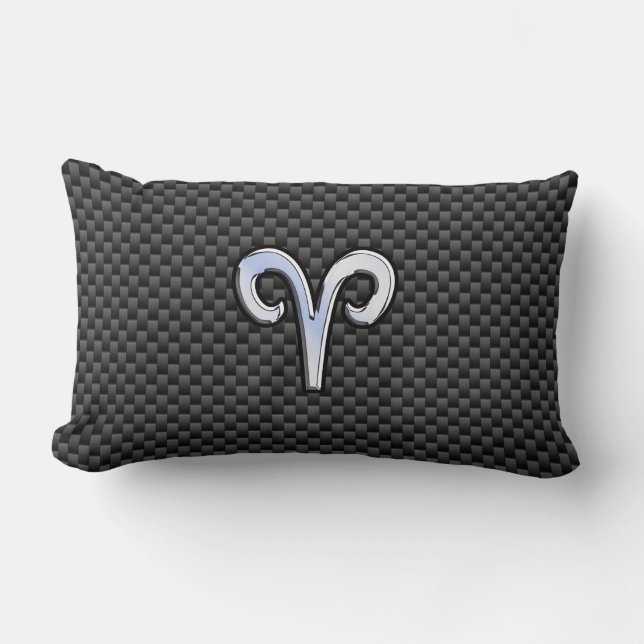 Aries Zodiac Symbol Black Carbon Fibre Decor Lendenkissen (Vorderseite)