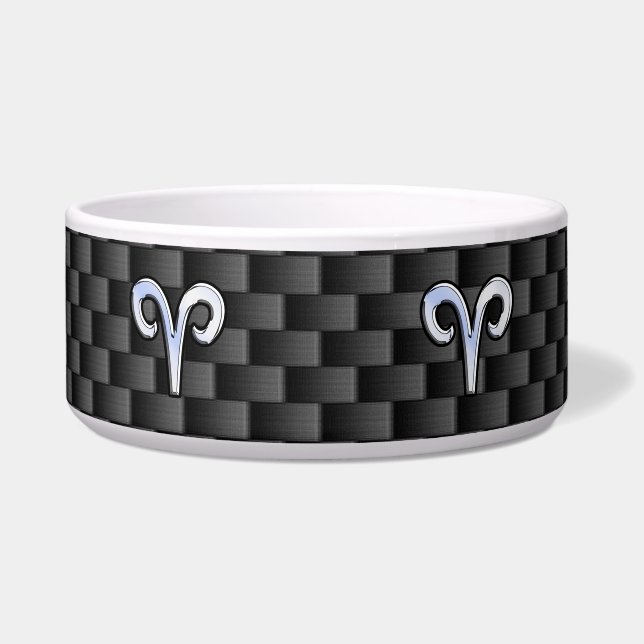 Aries Zodiac Symbol Black Carbon Fibre Decor Napf (Vorderseite)