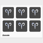 Aries Zodiac Symbol Black Carbon Fibre Decor Quadratischer Aufkleber (Blatt)
