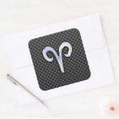Aries Zodiac Symbol Black Carbon Fibre Decor Quadratischer Aufkleber (Umschlag)