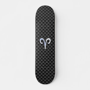 Aries Zodiac Symbol Black Carbon Fibre Decor Skateboard