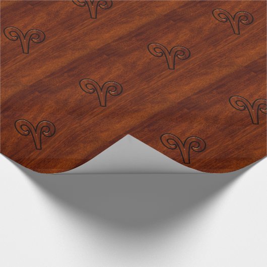 Aries Zodiac Symbol Brown Mahogany wie Print Geschenkpapier (Ecke)