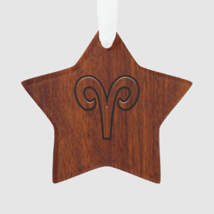 Aries Zodiac Symbol Brown Mahogany wie Print Ornament