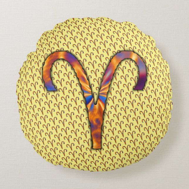 Aries Zodiac Symbol Element von Kenneth Yoncich Rundes Kissen (Vorderseite)