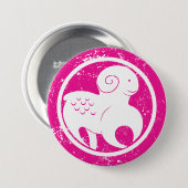 Aries Zodiac Symbol Grunge Pink Ram Astrologie Button (Vorne & Hinten)