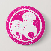 Aries Zodiac Symbol Grunge Pink Ram Astrologie Button (Vorderseite)