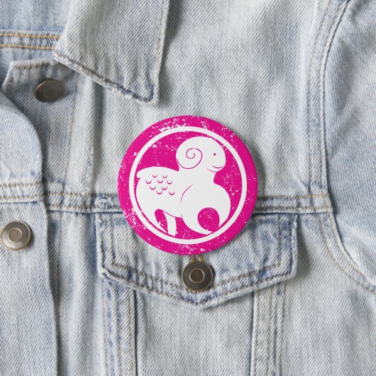 Aries Zodiac Symbol Grunge Pink Ram Astrologie Button (Beispiel)