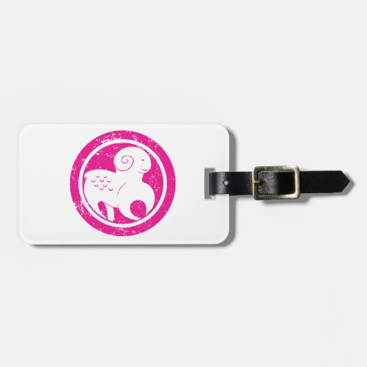 Aries Zodiac Symbol Grunge Pink Ram Astrologie Gepäckanhänger (Vorderseite horizontal)