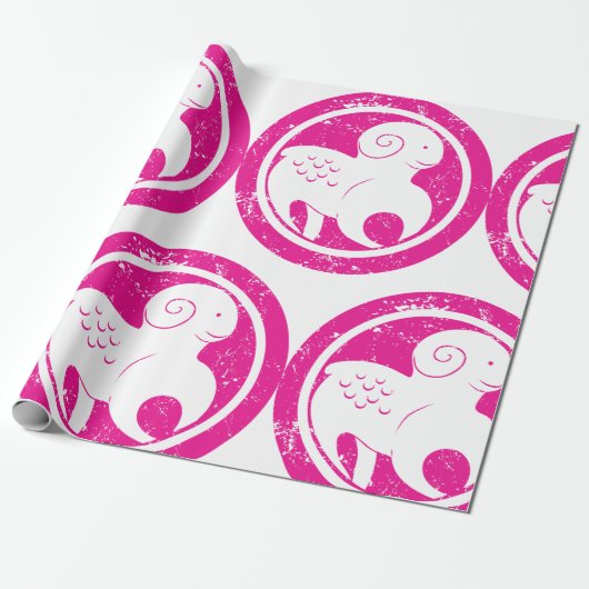 Aries Zodiac Symbol Grunge Pink Ram Astrologie Geschenkpapier (Ungerollt)