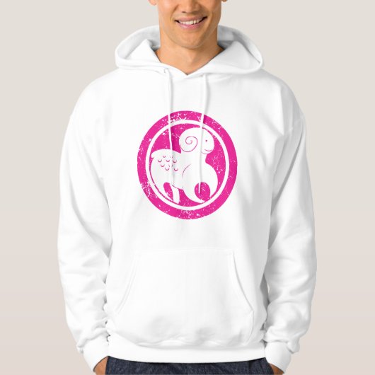 Aries Zodiac Symbol Grunge Pink Ram Astrologie Hoodie (Vorderseite)