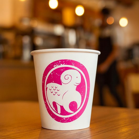 Aries Zodiac Symbol Grunge Pink Ram Astrologie Pappbecher