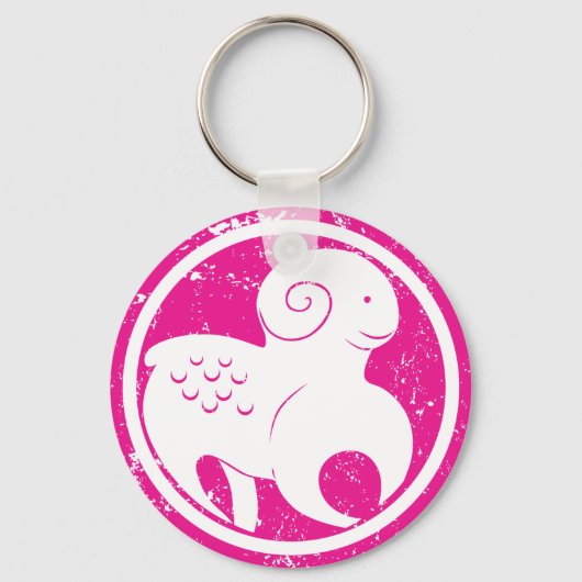 Aries Zodiac Symbol Grunge Pink Ram Astrologie Schlüsselanhänger (Vorderseite)