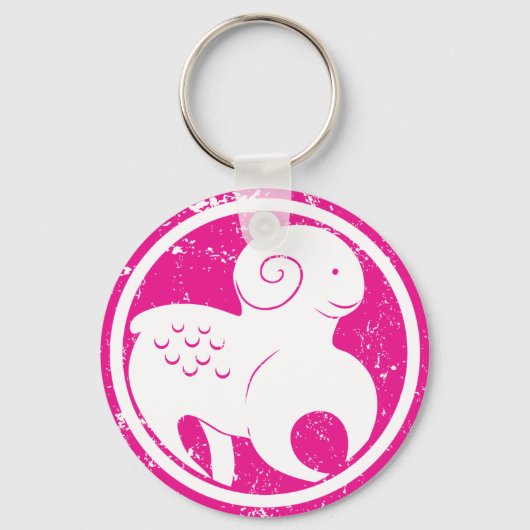 Aries Zodiac Symbol Grunge Pink Ram Astrologie Schlüsselanhänger (Rückseite)