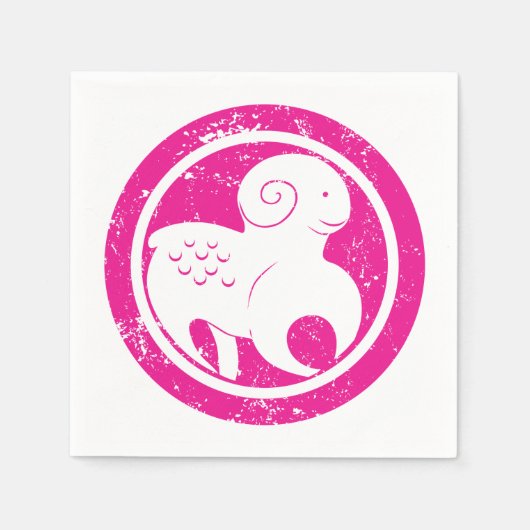Aries Zodiac Symbol Grunge Pink Ram Astrologie Serviette (Vorderseite)