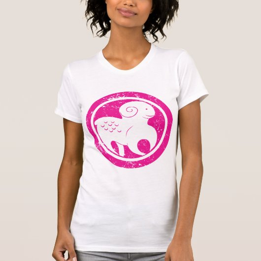 Aries Zodiac Symbol Grunge Pink Ram Astrologie T-Shirt (Vorderseite)