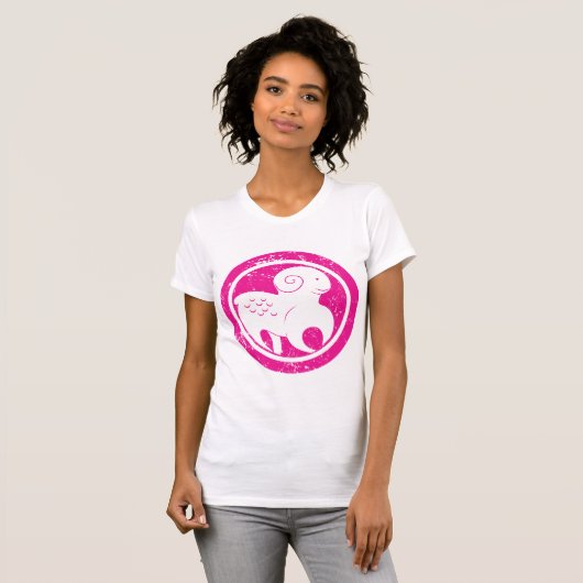 Aries Zodiac Symbol Grunge Pink Ram Astrologie T-Shirt (Vorne ganz)