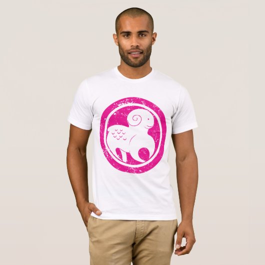 Aries Zodiac Symbol Grunge Pink Ram Astrologie T-Shirt (Vorne ganz)