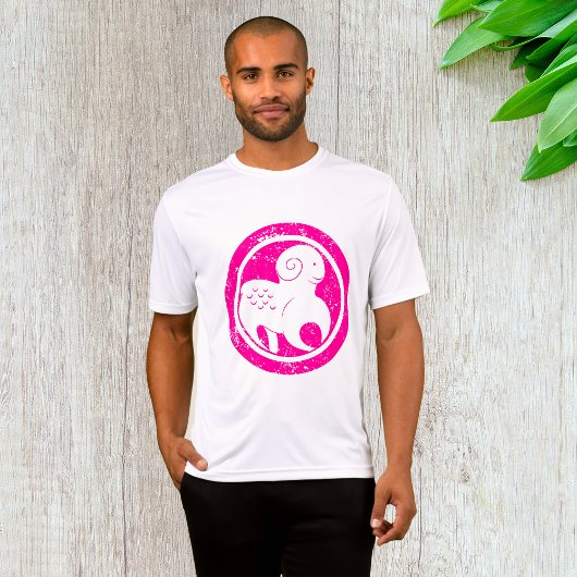 Aries Zodiac Symbol Grunge Pink Ram Astrologie T-Shirt