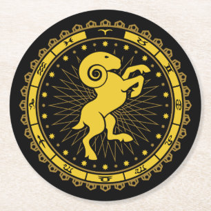 Aries - Zodiac - Symbol - Horoskop Runder Pappuntersetzer