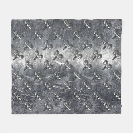 Aries Zodiac Symbol in Grunge Distressed Style Fleecedecke (Vorderseite (Horizontal))