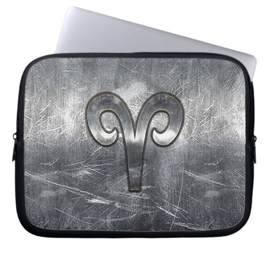 Aries Zodiac Symbol in Grunge Distressed Style Laptopschutzhülle (Vorderseite)