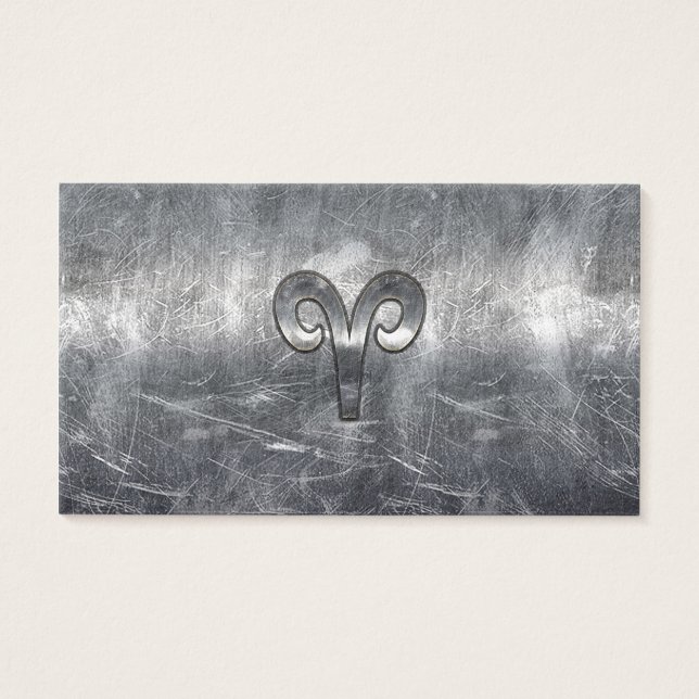 Aries Zodiac Symbol in Silver Distressed Style (Vorderseite)