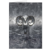 Aries Zodiac Symbol in Silver Distressed Style (Vorne)