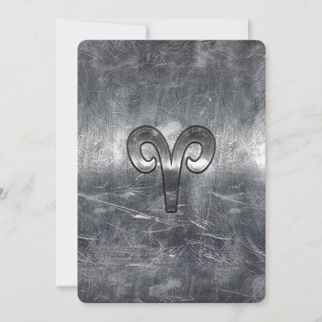 Aries Zodiac Symbol in Silver Distressed Style (Vorderseite)