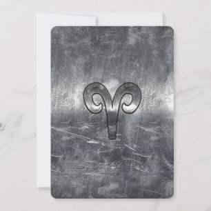Aries Zodiac Symbol in Silver Distressed Style