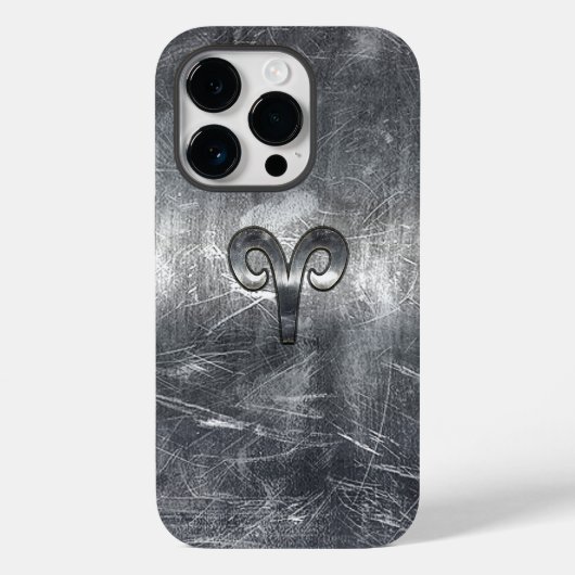 Aries Zodiac Symbol in Silver Distressed Style Case-Mate iPhone Hülle (Rückseite)