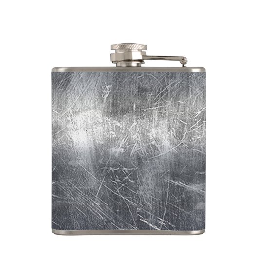 Aries Zodiac Symbol in Silver Distressed Style Flachmann (Rückseite)