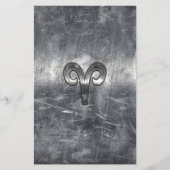 Aries Zodiac Symbol in Silver Distressed Style Flyer (Vorne)