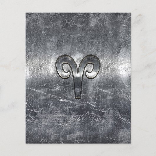 Aries Zodiac Symbol in Silver Distressed Style Flyer (Vorne)