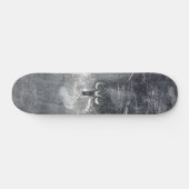 Aries Zodiac Symbol in Silver Distressed Style Skateboard (Horizontal)