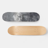 Aries Zodiac Symbol in Silver Distressed Style Skateboard (Horizontal)