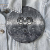 Aries Zodiac Symbol in Silver Steel Style Button (Beispiel)