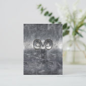 Aries Zodiac Symbol in Silver Steel Style Postkarte (Stehend Vorderseite)