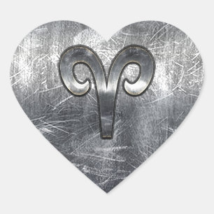 Aries Zodiac Symbol Industrial Style Herz-Aufkleber
