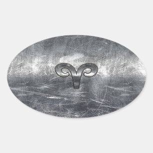 Aries Zodiac Symbol Industrial Style Ovaler Aufkleber