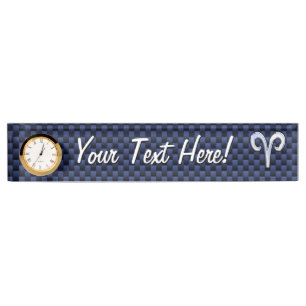 Aries Zodiac Symbol Navy Blue Carbon Fibre Style Namensplakette