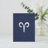 Aries Zodiac Symbol Navy Blue Carbon Fibre Style Postkarte (Stehend Vorderseite)