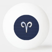 Aries Zodiac Symbol Navy Blue Carbon Fibre Style Tischtennisball (Rückseite)