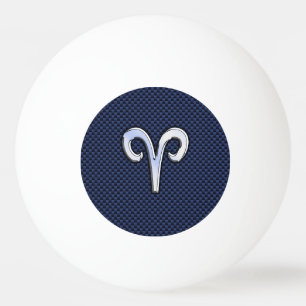 Aries Zodiac Symbol Navy Blue Carbon Fibre Style Tischtennisball