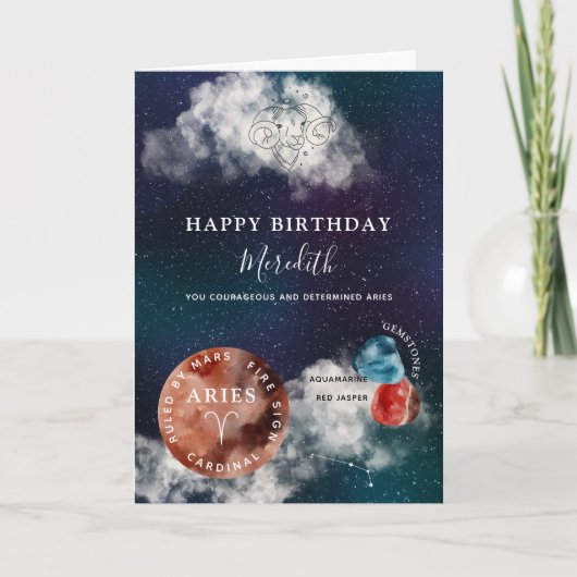 Aries Zodiac Symbol Personalisiert Geburtstag Karte (Vorderseite)