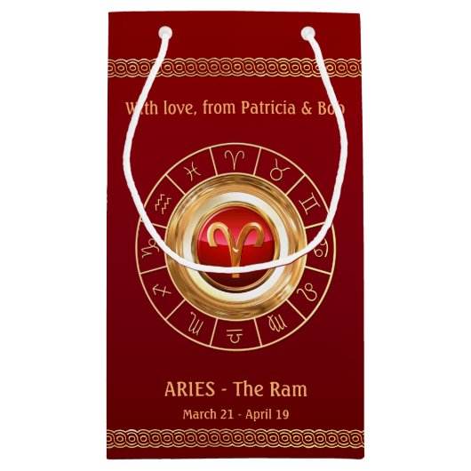 Aries Zodiac Symbol Small Gift Bag Kleine Geschenktüte (Rückseite)