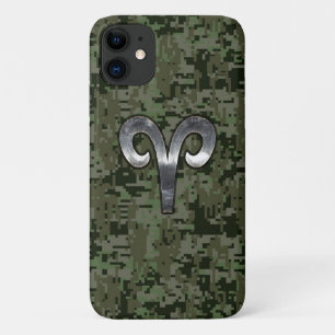 Aries Zodiac Symbol Woodland Digital Camouflage iPhone 11 Hülle