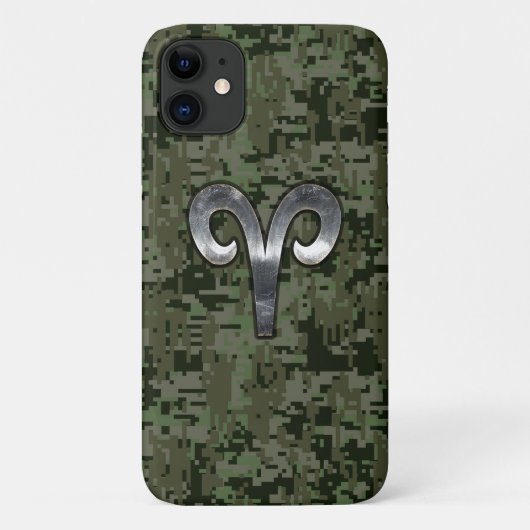 Aries Zodiac Symbol Woodland Digital Camouflage Case-Mate iPhone Hülle (Rückseite)