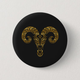 Aries Zodiac - Tribal Gold Button