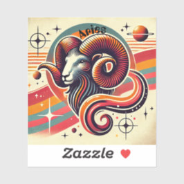 Aries Zodiac Vinyl Sticker Retro Design