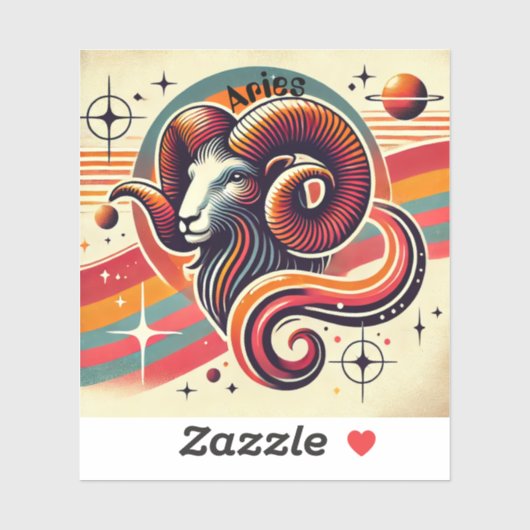 Aries Zodiac Vinyl Sticker Retro Design (Blatt)